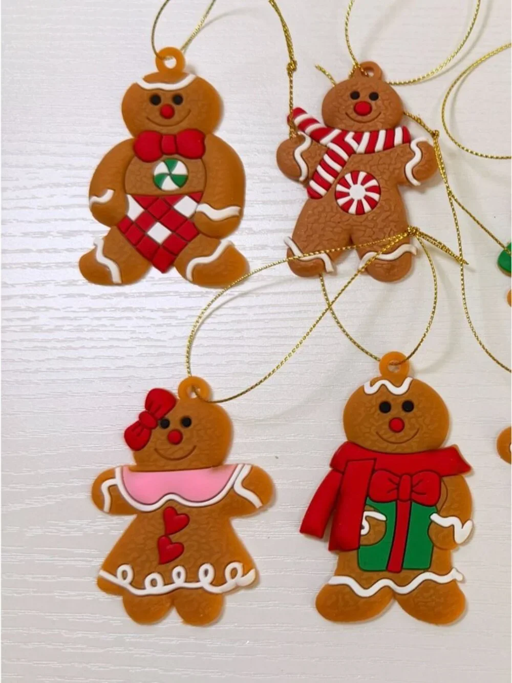 Gingerbread Man Woman Christmas Ornament Set of 8 Festive Holiday Decorations